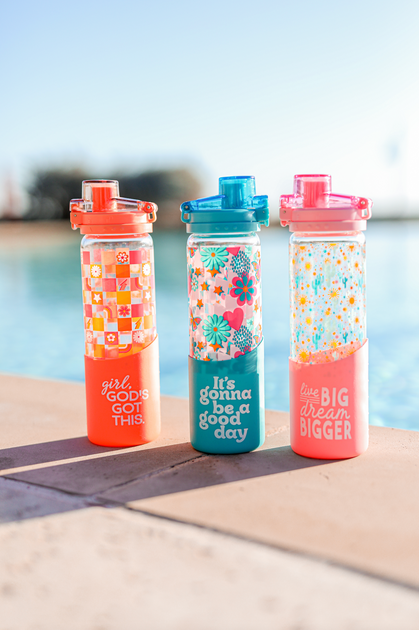 Glass Water Bottle (Orange) - Girl God's Got This – Jadelynn Brooke®