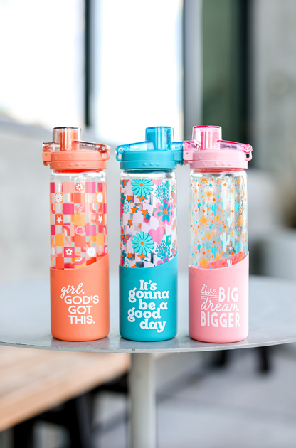 Glass Water Bottle (Pink) - Live Big Dream Bigger – Jadelynn Brooke®