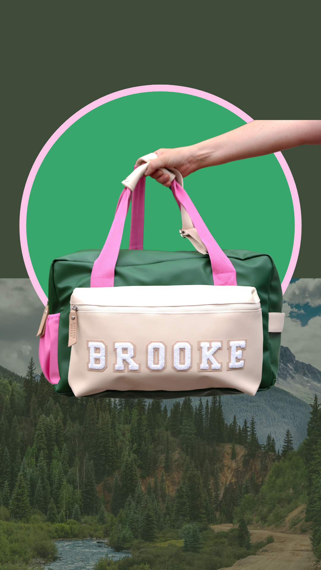 Custom Duffle Bag - VAIL Color Block (Green/Pink/Cream)