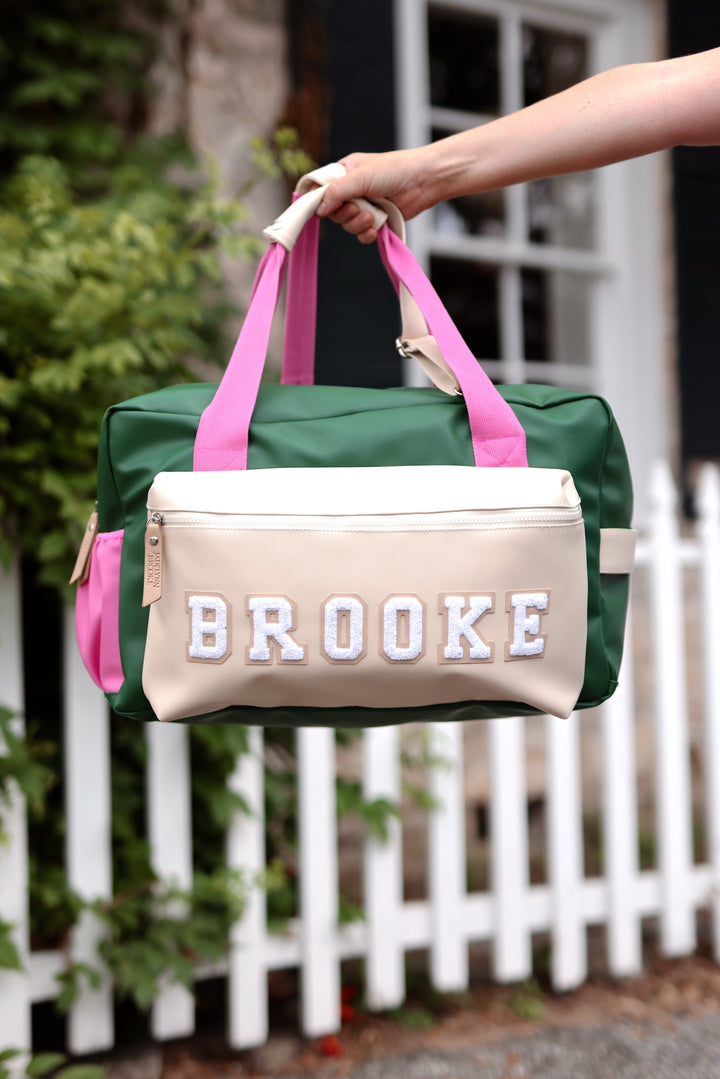 Custom Duffle Bag - VAIL Color Block (Green/Pink/Cream)