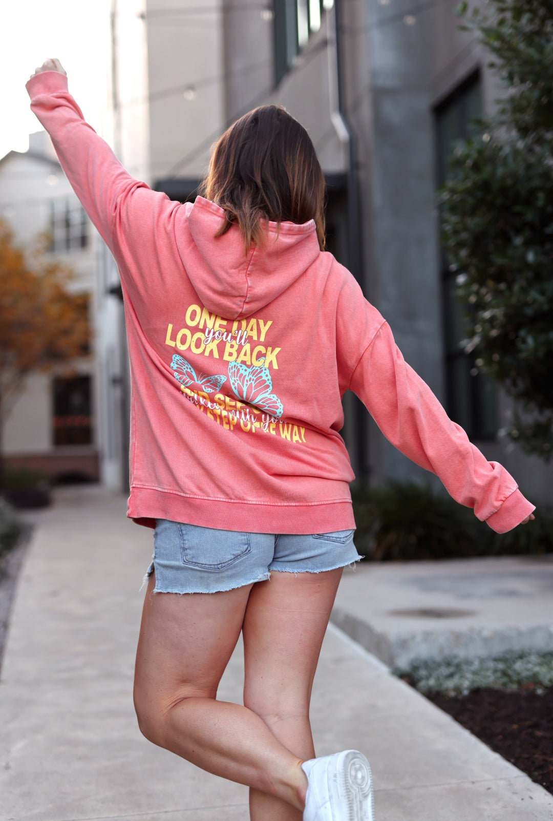 One Day You'll Look Back (Sunset) - "My Go To" Oversized Acid Washed Hoodie