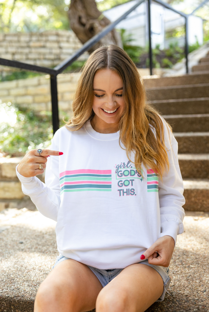 TSL - Girl, God's Got This (White) - Fleece Sweatshirt / Crew