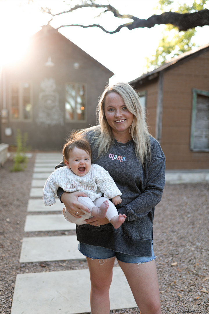 Mama Embroidery (Charcoal) - Burnout Sweatshirt / Crew