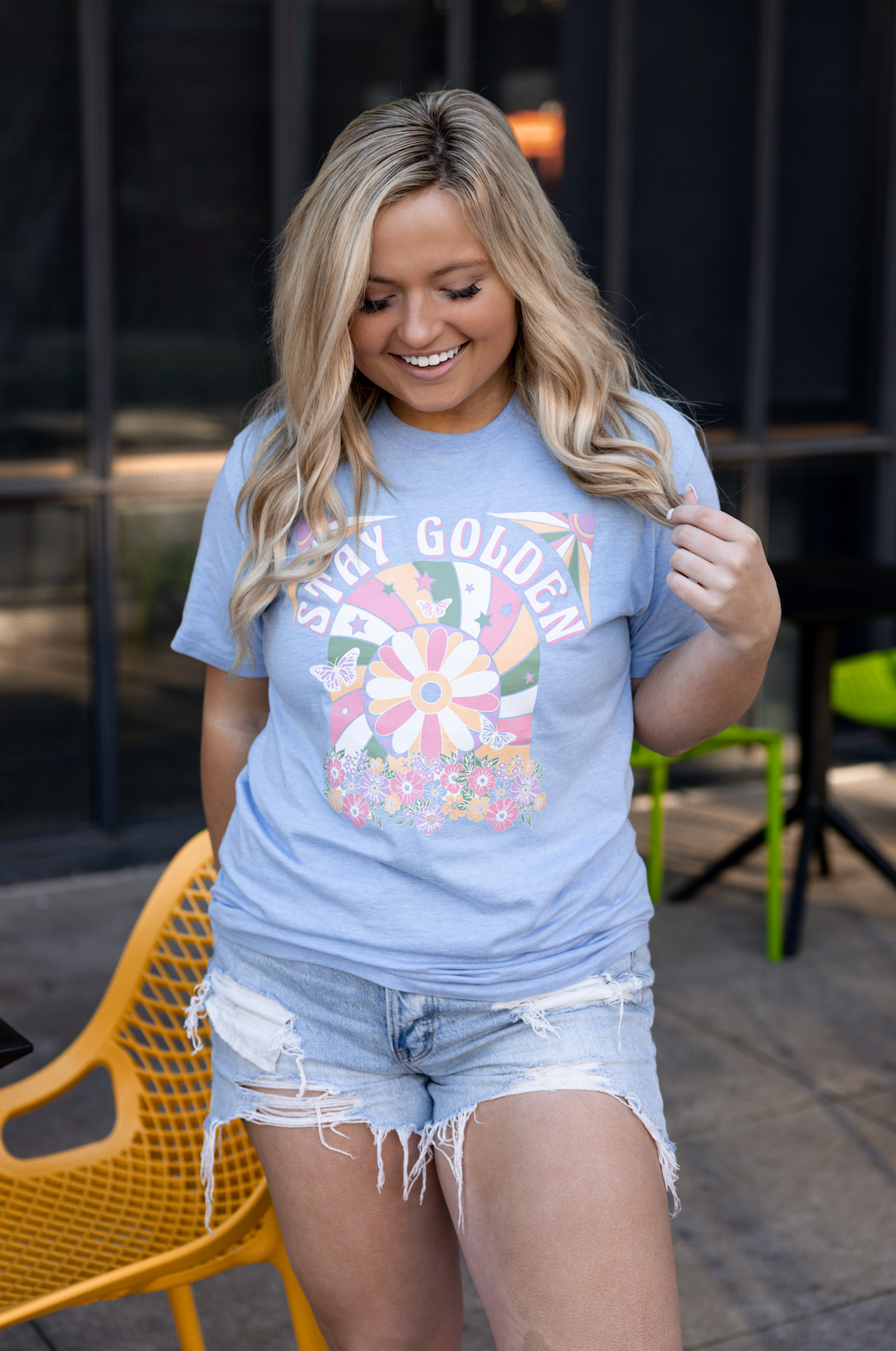 Stay Golden (Columbia Blue Heather) - Short Sleeve / Crew