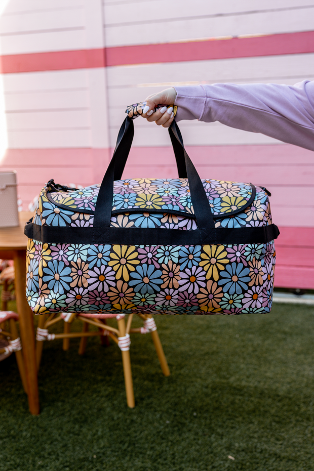 Canvas Duffle Bag - Modern Floral (Black Daisy)