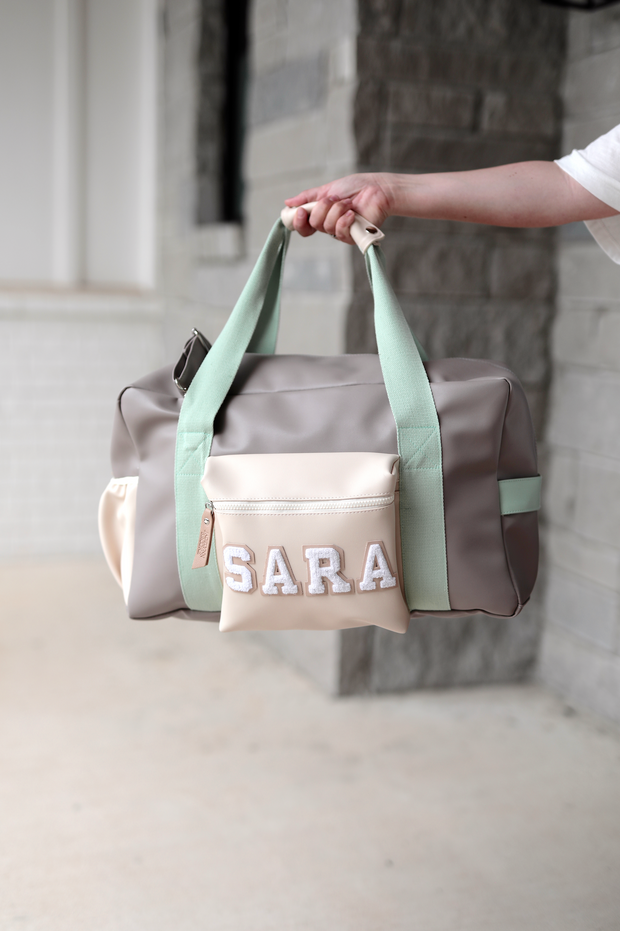 Custom Duffle Bag - NALA Color Block (Grey/Pistachio/Cream)