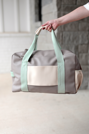 Custom Duffle Bag - NALA Color Block (Grey/Pistachio/Cream)