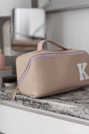 CUSTOM  Hold All Makeup Bag (Tan/Lavender)