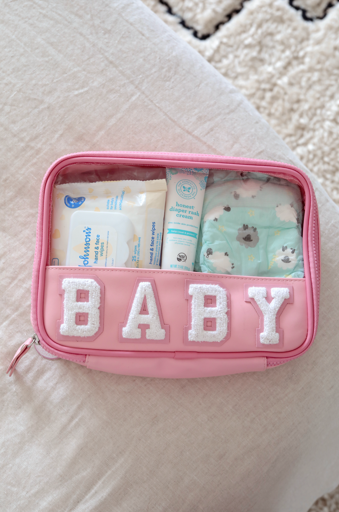 CUSTOM Oversized Cosmetic Bag - (Pink / Clear)