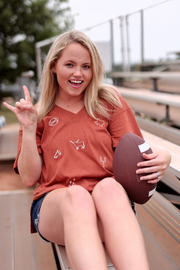 Boyfriend V-Neck - Traditional FOOTBALL Element - Short Sleeve (Vintage Orange))