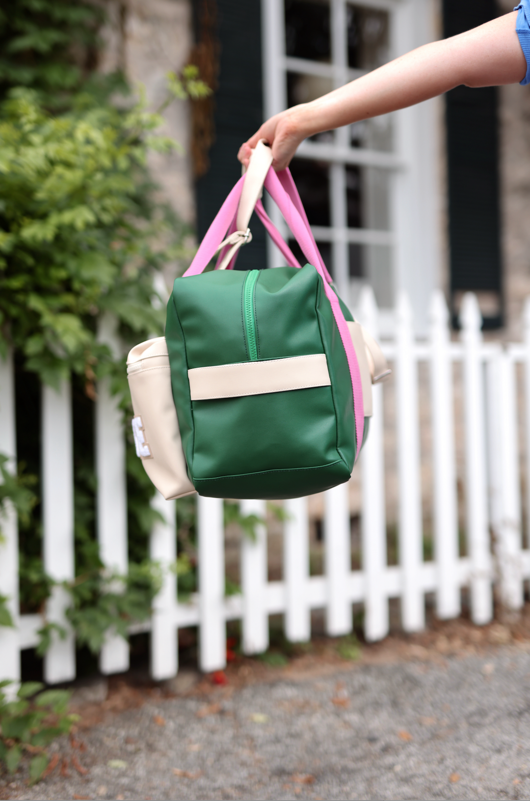 Custom Duffle Bag - VAIL Color Block (Green/Pink/Cream)