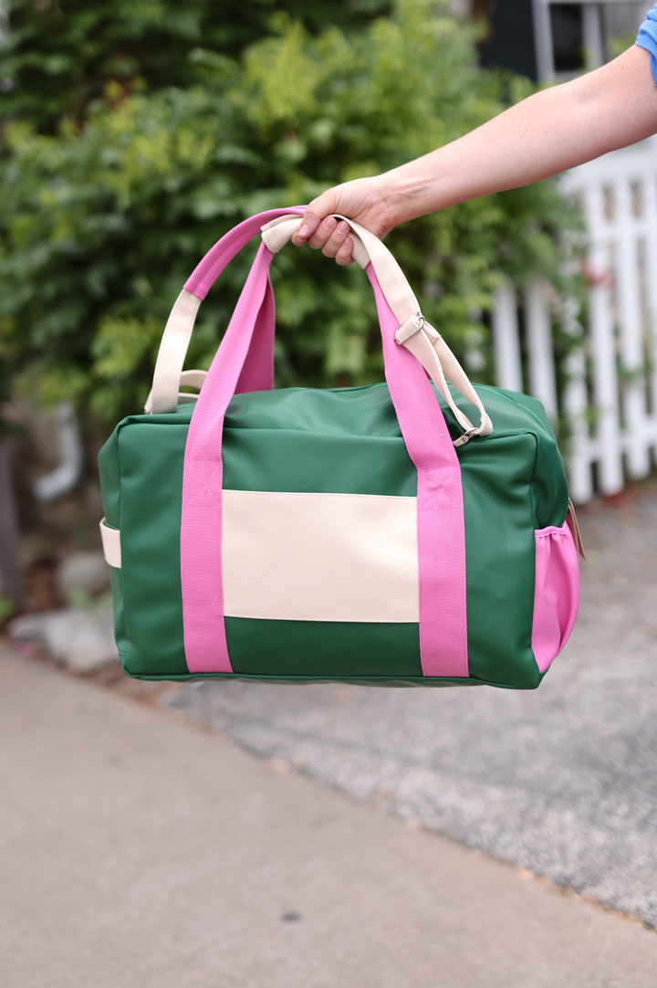 Custom Duffle Bag - VAIL Color Block (Green/Pink/Cream)