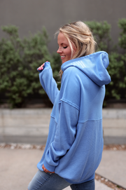 More Kindness (Cobalt Blue) - Hidden Message Oversized Waffle Hoodie