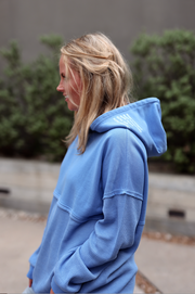 More Kindness (Cobalt Blue) - Hidden Message Oversized Waffle Hoodie