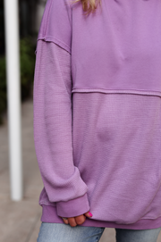 Grateful For Where I Am (Orchid) - Hidden Message Oversized Waffle Hoodie