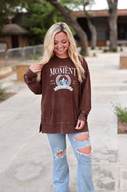 Live In The Moment (Espresso) - Mineral Wash Pullover