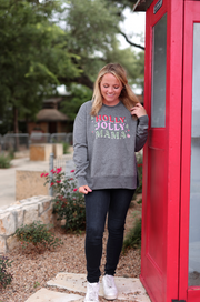 Holly Jolly Mama Burnout Sweatshirt -  (Charcoal)