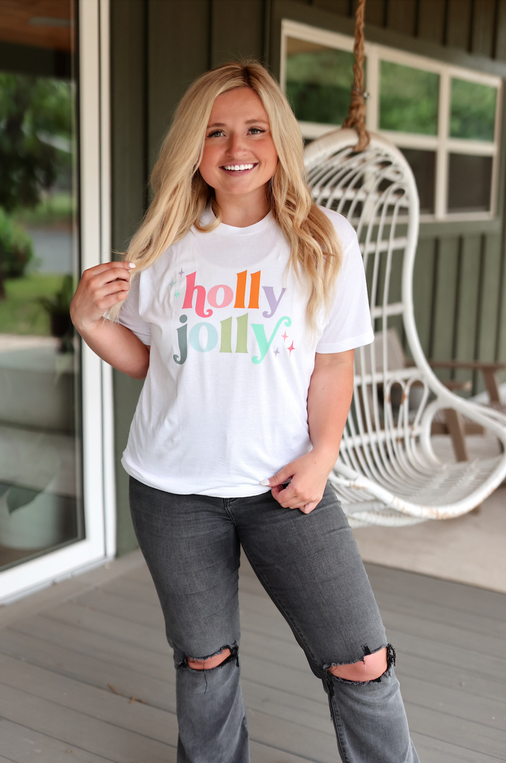 Holly Jolly (White) - Short Sleeve/Crew.