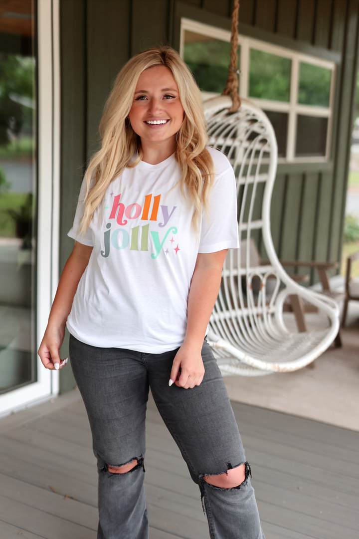 Holly Jolly (White) - Short Sleeve/Crew.