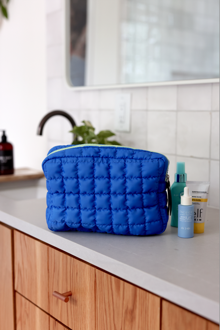 On Cloud Nine Puffer Cosmetic Bag - (Cobalt Blue)