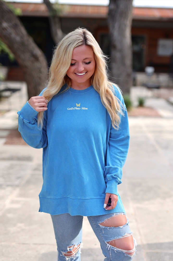 Faith Over Fear (Cobalt Blue) - Mineral Wash Pullover