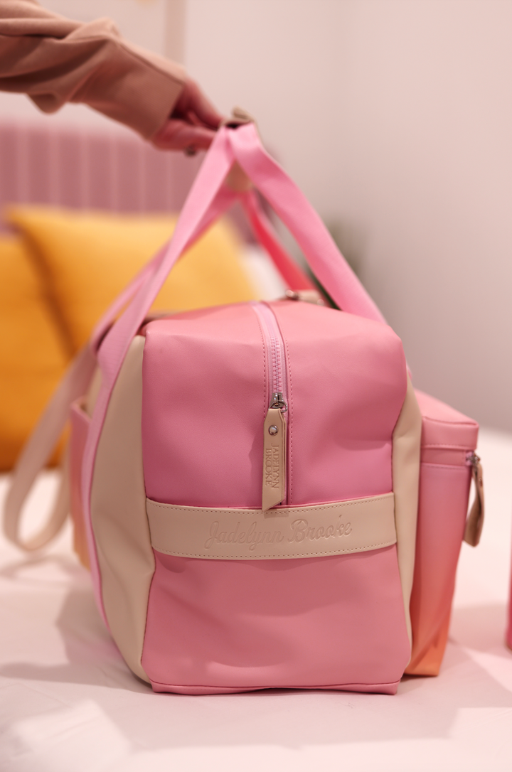 Custom Duffle Bag - Sunset Color Block Gradient (Cream/Pink/Coral/Orange/Yellow)