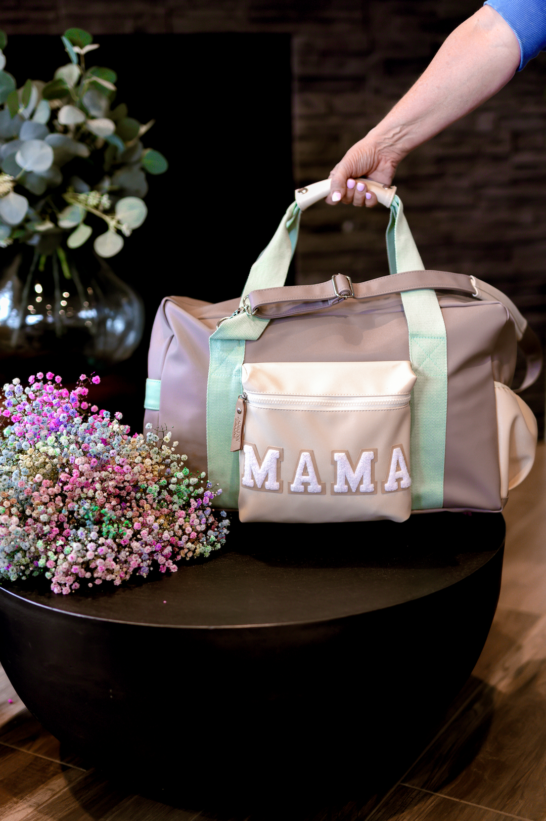 Duffle Bag MAMA - NALA Color Block (Grey/Pistachio/Cream)