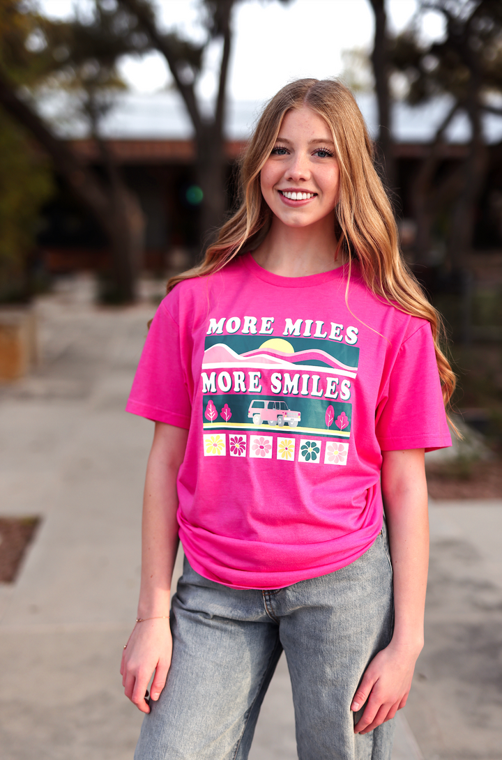 K&C - More Miles More Smiles (Heliconia Heather) - Short Sleeve/Crew