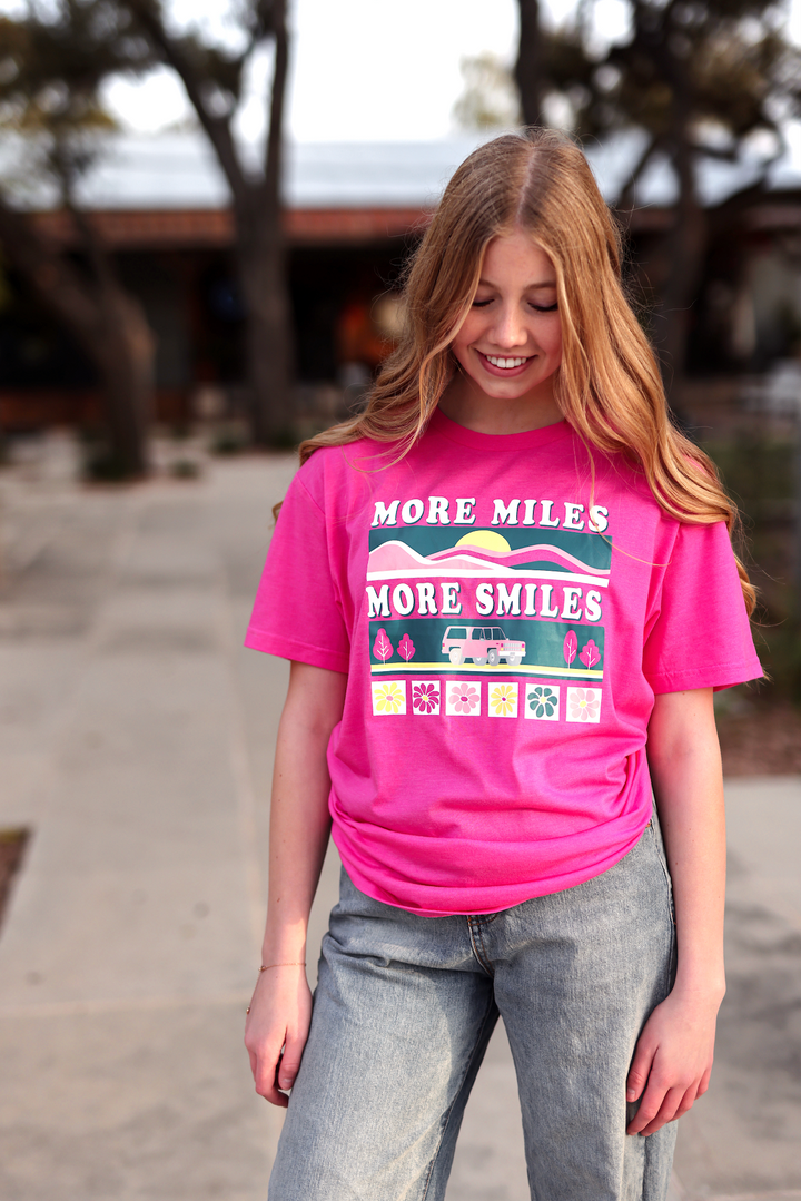 K&C - More Miles More Smiles (Heliconia Heather) - Short Sleeve/Crew