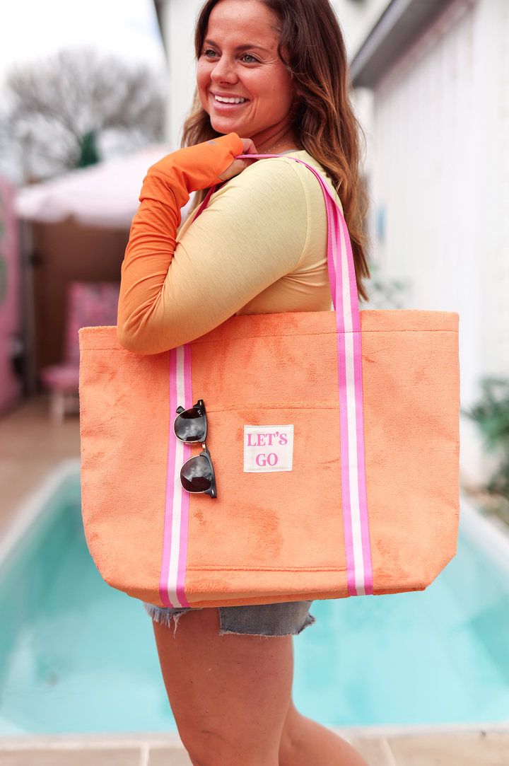 French Terry Tote (Sunset Orange/Pink) - Let's Go