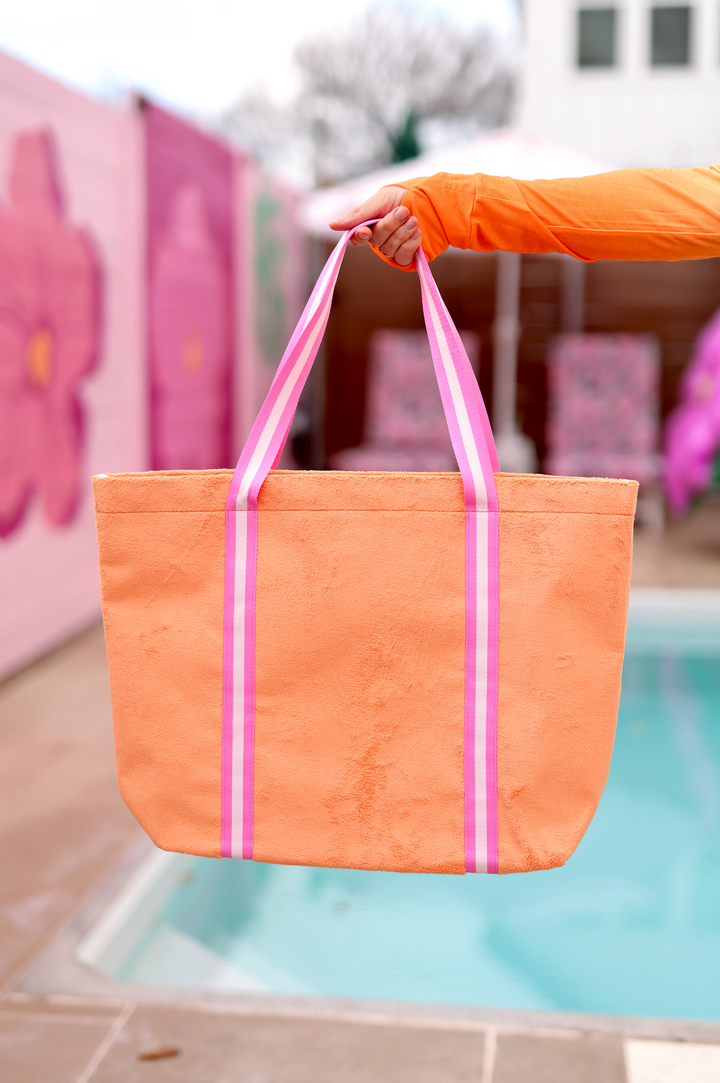 French Terry Tote (Sunset Orange/Pink) - Let's Go