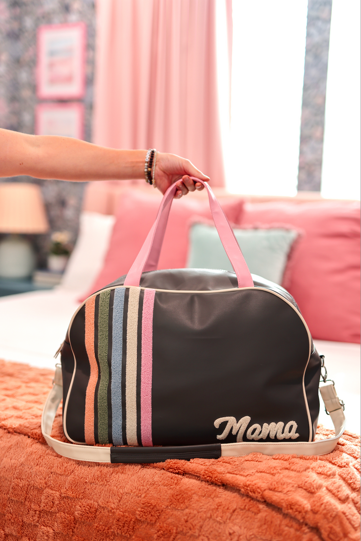 Duffle Bag - Trendy Mama (Charcoal/Cream/Pink)