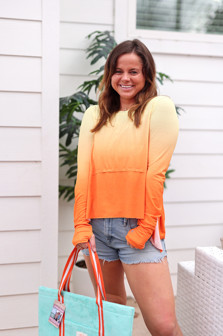 Flowy Activewear Sunset Breeze (Orange/Yellow Gradient) - Long Sleeve/Crew