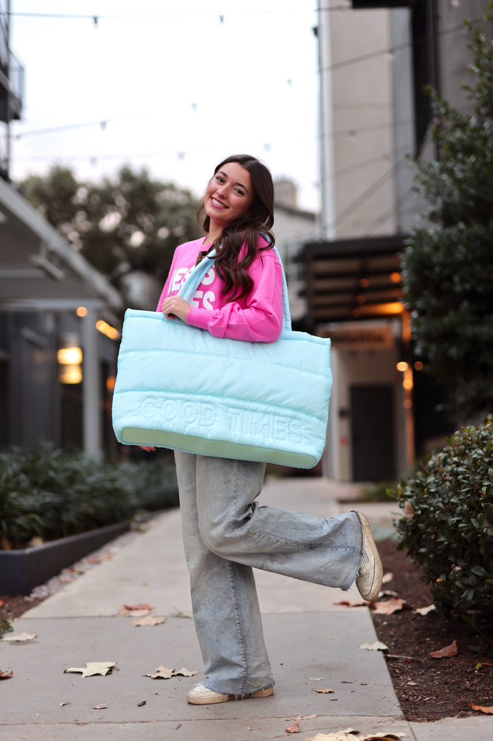 Carry All Puffer Tote - Good Times (Light Blue)