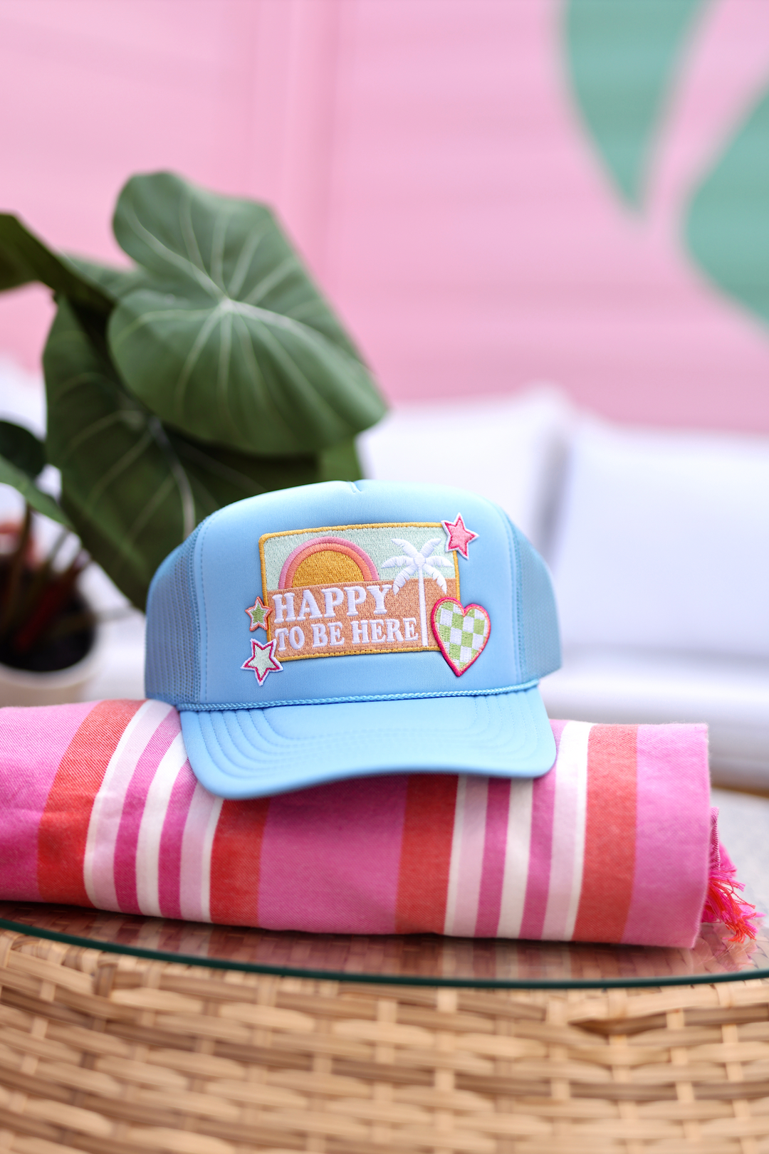 Trucker Hat - Happy To Be Here Patches (Blue)