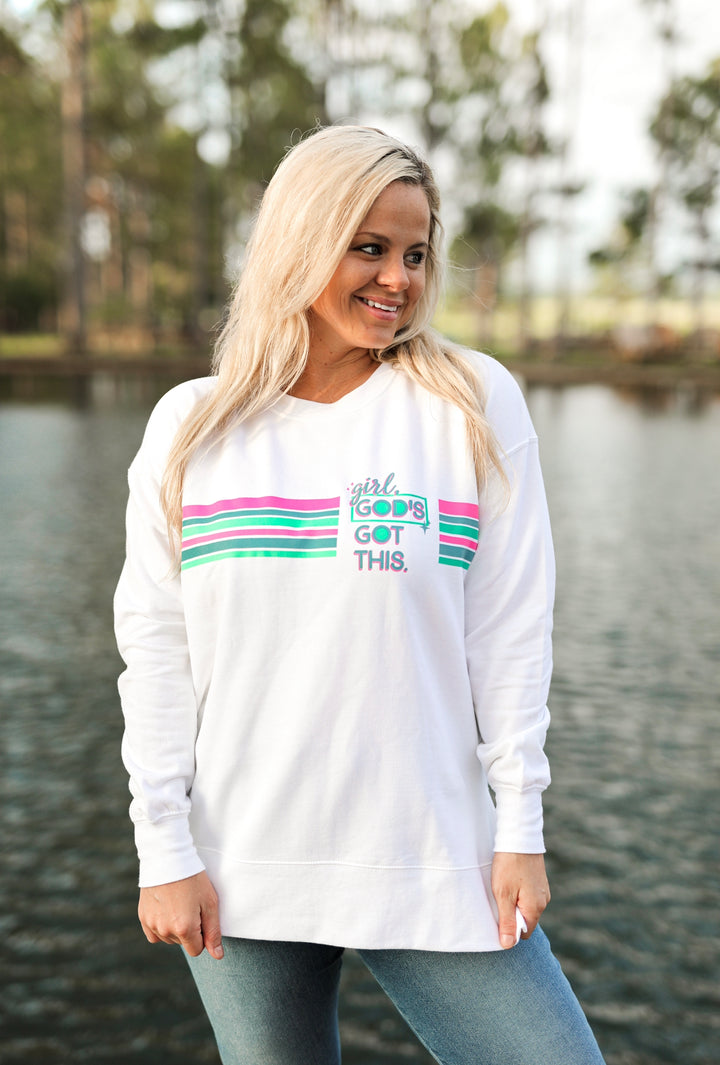 TSL - Girl, God's Got This (White) - Fleece Sweatshirt / Crew