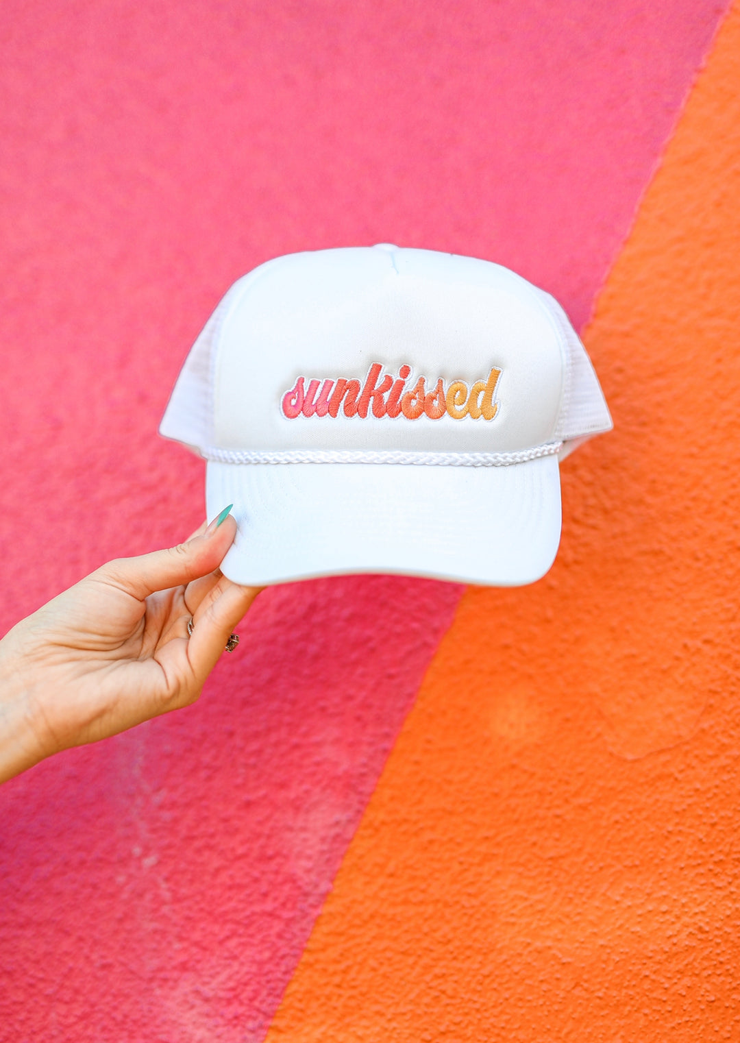 Trucker Hat - Sunkissed Embroidery (White)