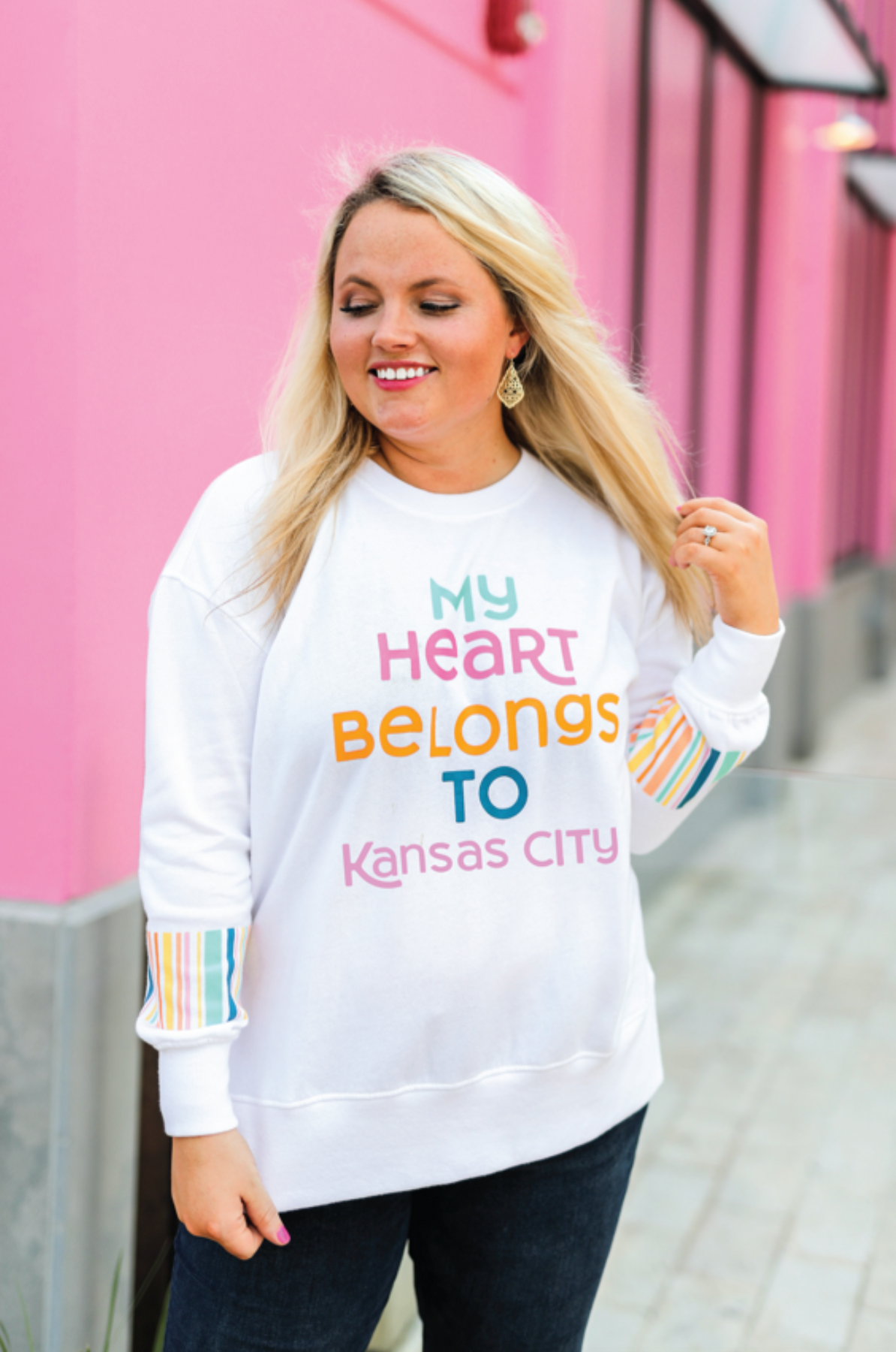 Custom My Heart Belongs To White Sweatshirt Crew